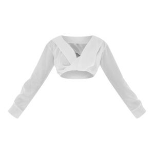 PLT White Satin Twist Front Crop Blouse